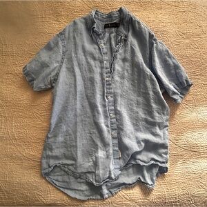 Ralph Lauren Men’s Light Blue Linen Short Sleeve Button Up Shirt XXL